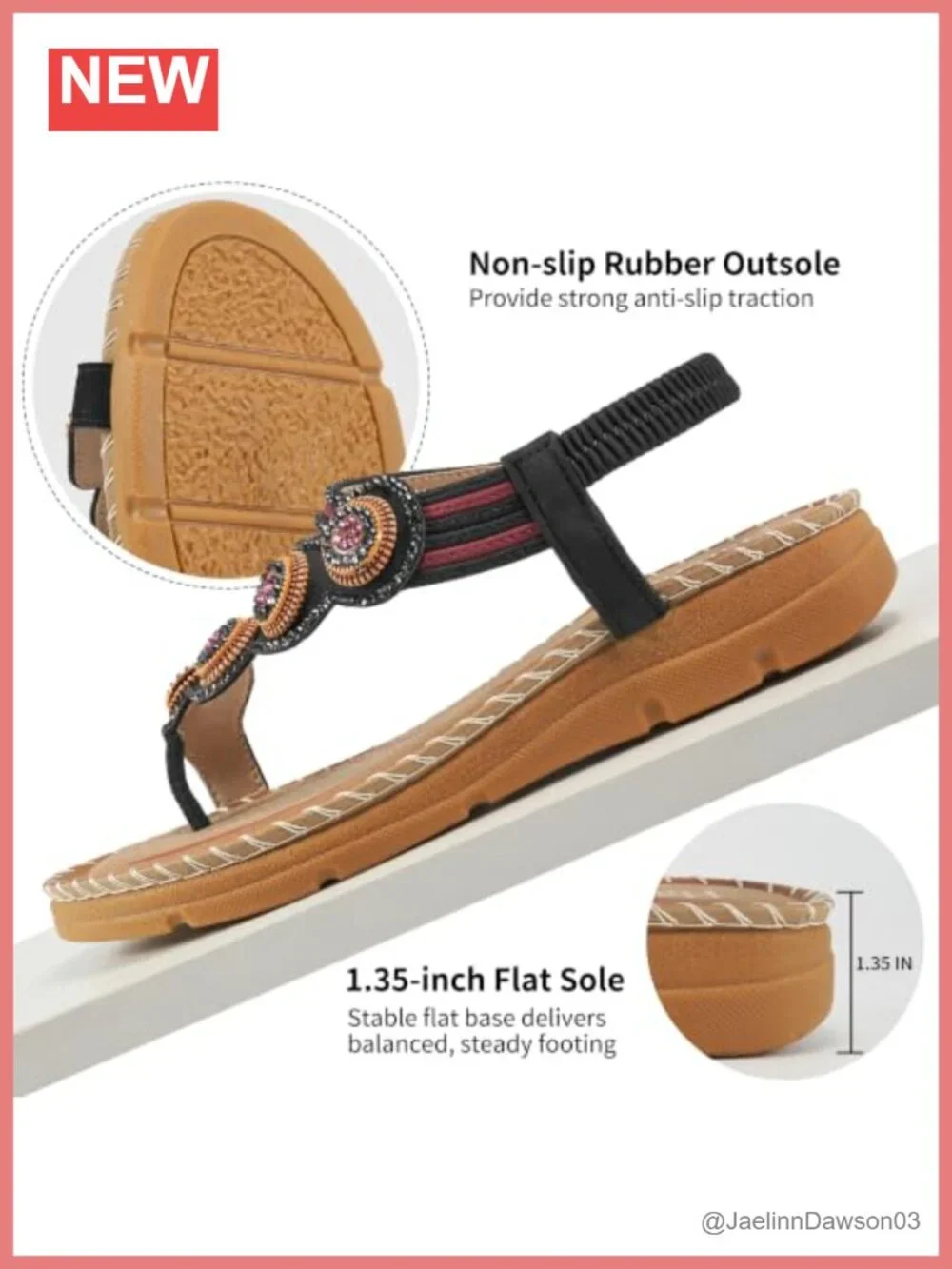 Comfortable Flat Sandals with Memory Foam - Bohemian Beaded Toe Ring Shoes for